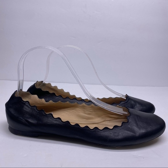 Chloe Lauren Black Leather Ballet Flats - Picture 2 of 5